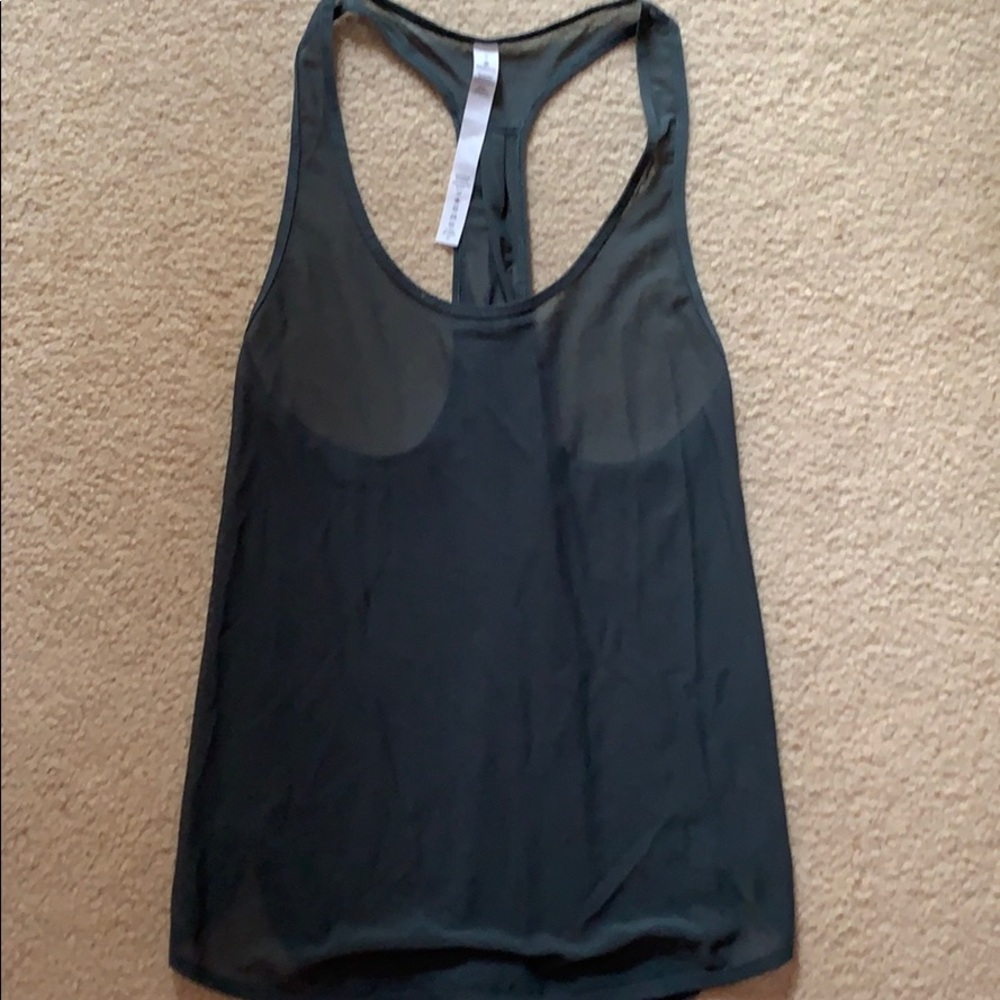 Lululemon dark green see through mesh tank